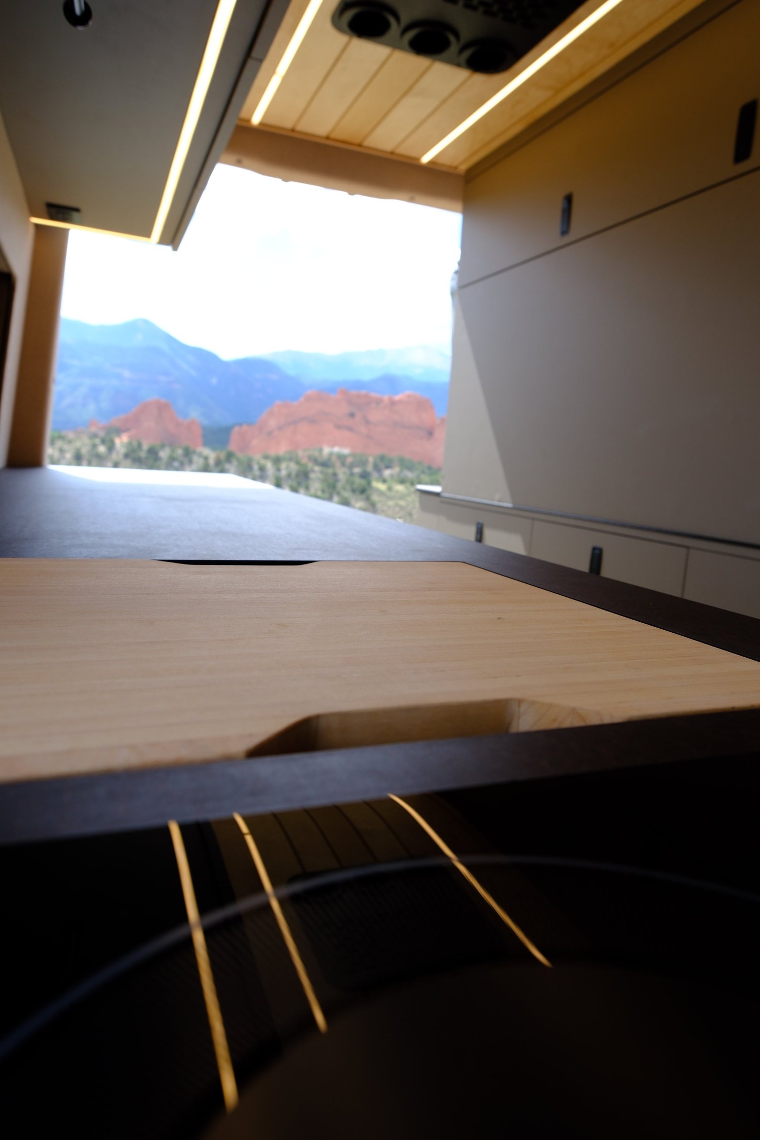 Ember Murphy bed opened beside the kitchen